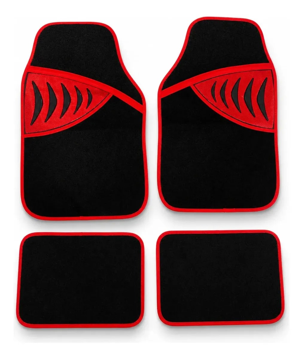 TAPETE ALFOMBRA BURON NEGRO ROJO (4PZAS)