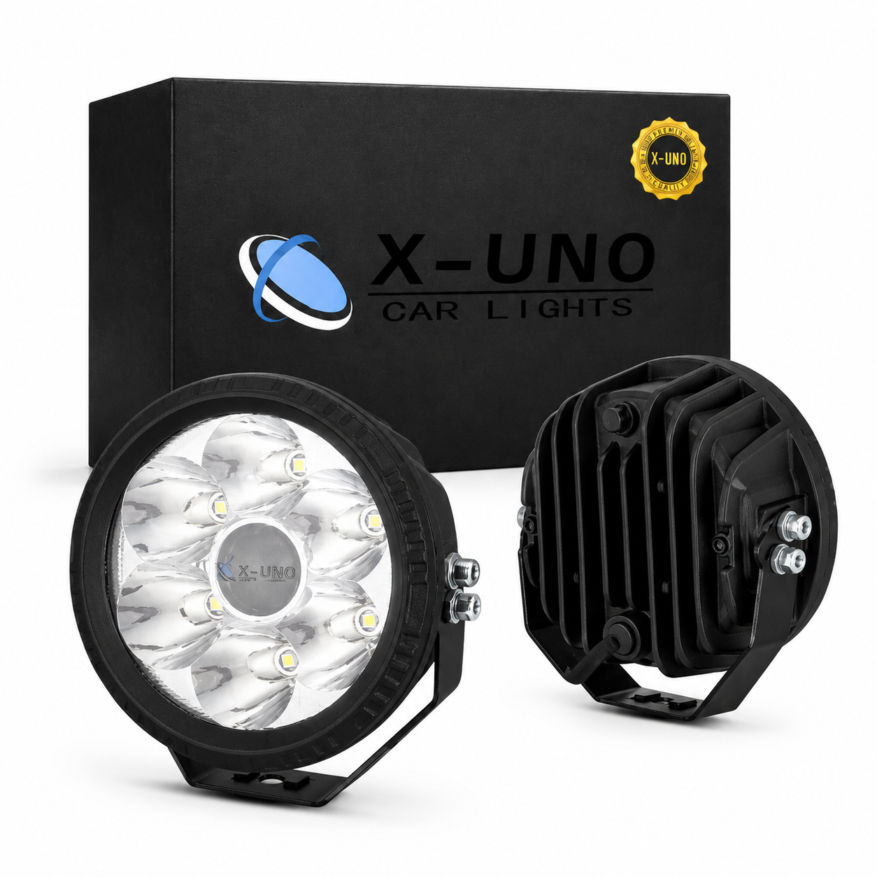#5-U FAROS AUXILIARES REDONDOS LUZ BLANCA CON LUPA X-UNO