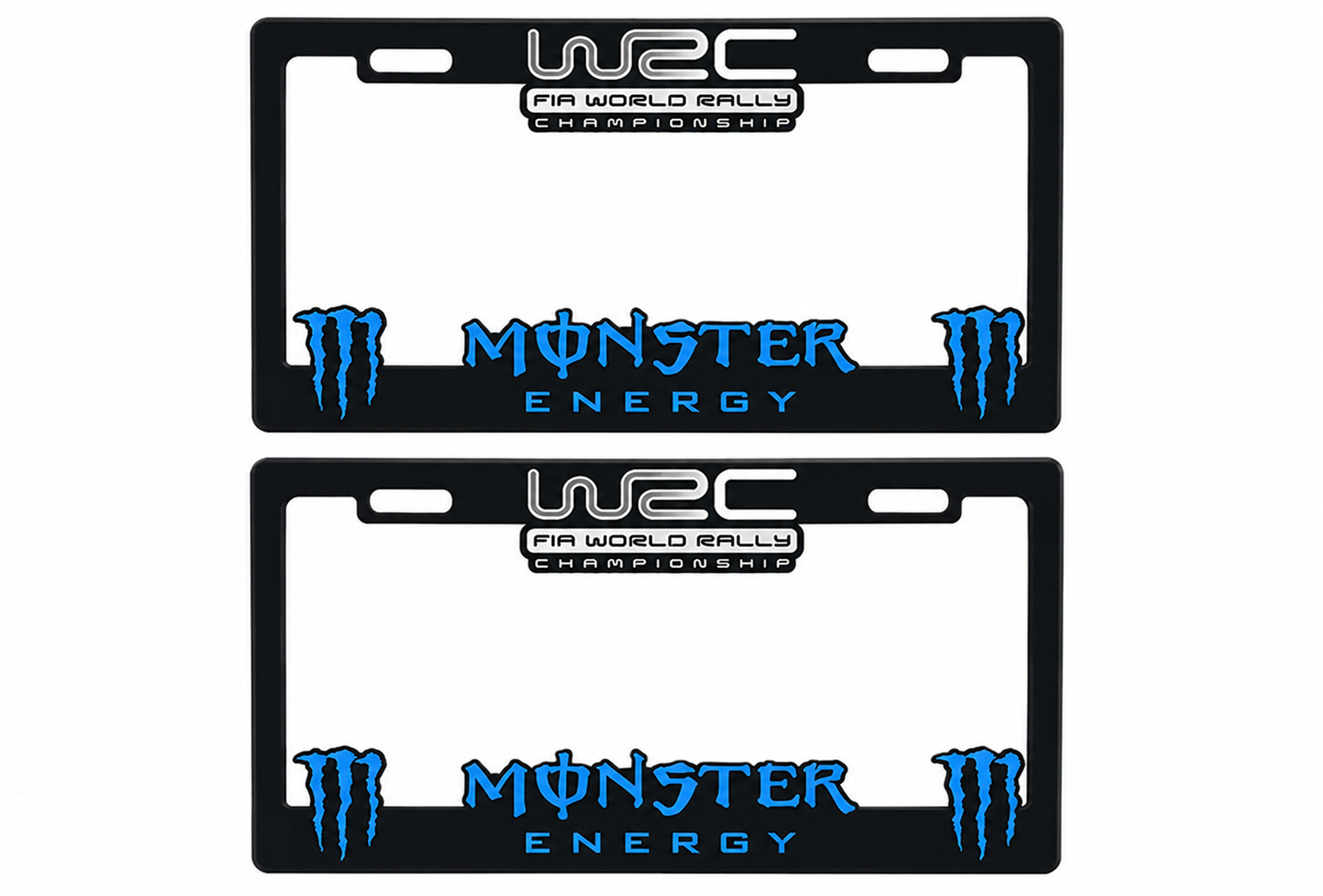 PORTAPLACA DE PLASTICO C/NOMBRE MARCO ANCHO MONSTER ENERGY AZUL