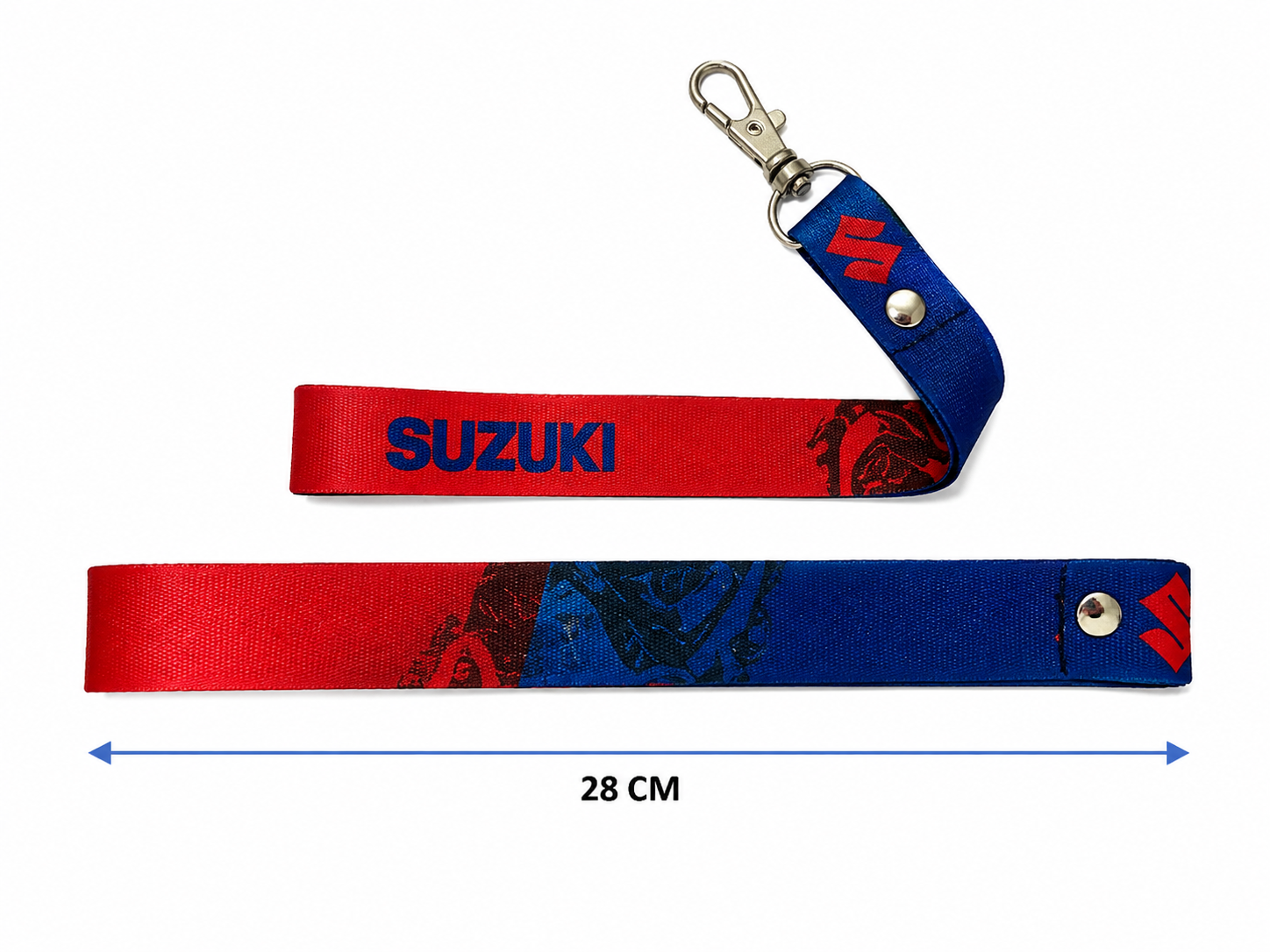 LLAVERO DE CINTA MEDIANO SUZUKI AZUL/ROJO