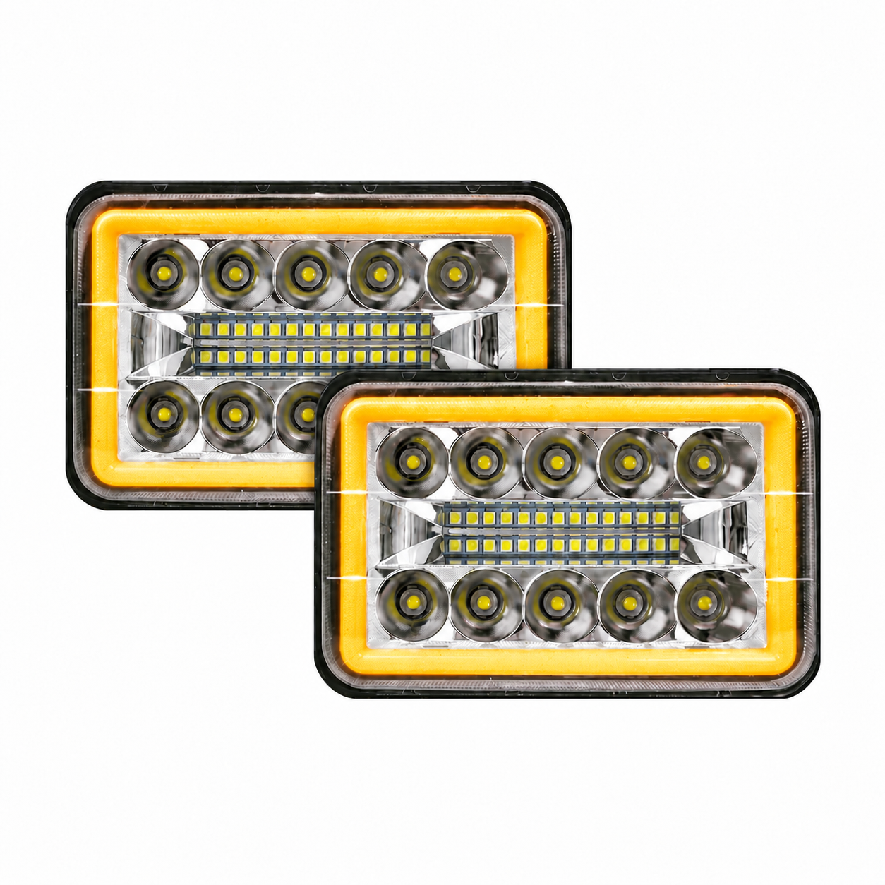 #19 UNIDAD H4656 26 LEDS BLANCO ALTA Y BAJA ARO DE ANGEL AMBAR 12/24V (JUEGO)
